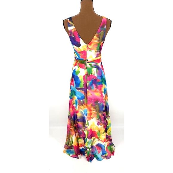 Liv Foster Sleeveless Cut Out Floral Tie-Dye Gown Circle Brass Center Clasp – 2 - Picture 8 of 12
